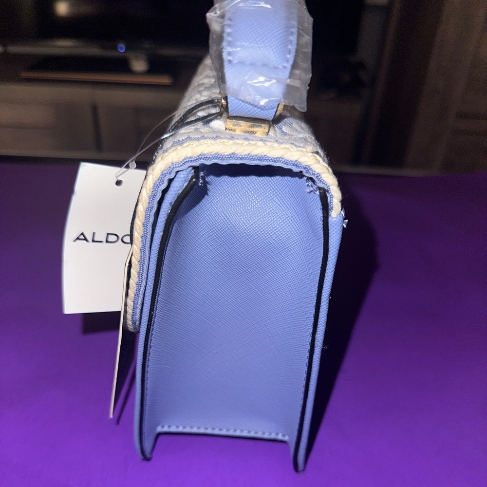Brand New Baby Blue ALDO crochet design satchel. - Picture 2 of 5